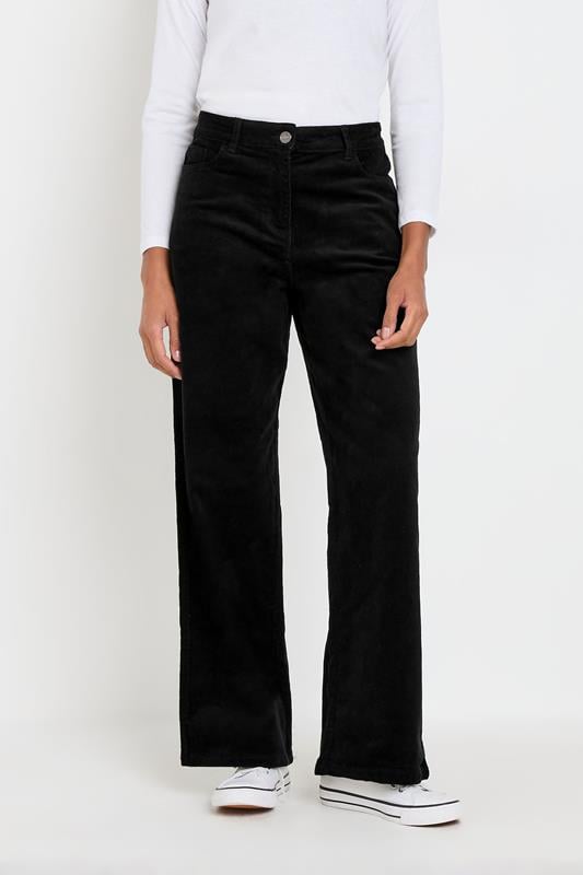 evans M&Co Black Cord Wide Leg Trousers