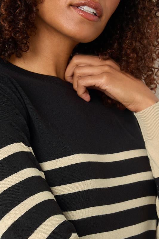 Evans M&Co Black & Cream Stripe Crew Neck Jumper