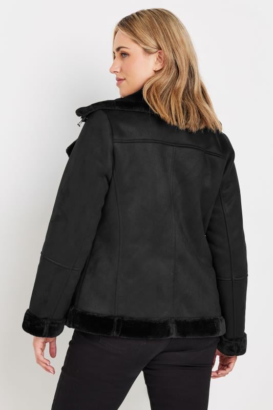 Evans M&Co Black Faux Fur Lined Aviator Jacket