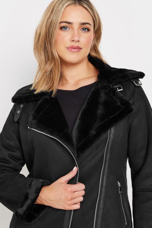 Evans M&Co Black Faux Fur Lined Aviator Jacket