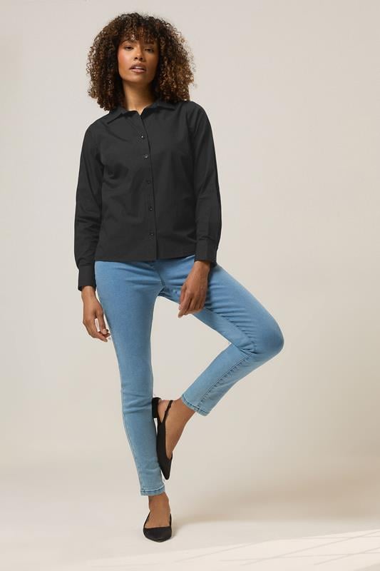 Evans M&Co Black Fitted Cotton Poplin Shirt