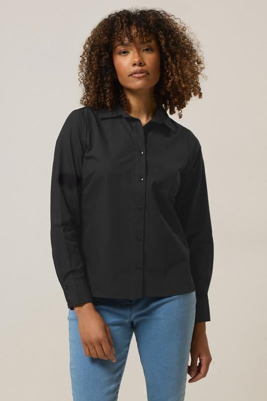 evans M&Co Black Fitted Cotton Poplin Shirt