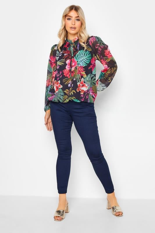 Evans M&Co Black Floral High Neck Blouse