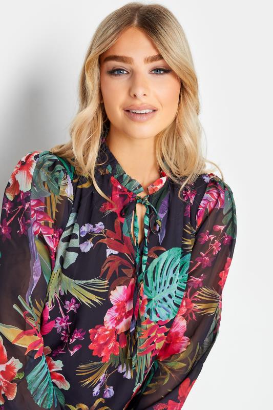 Evans M&Co Black Floral High Neck Blouse