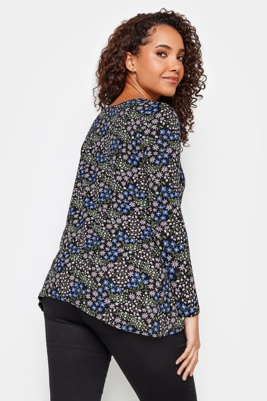 Evans M&Co Black Floral Print Long Sleeve Top