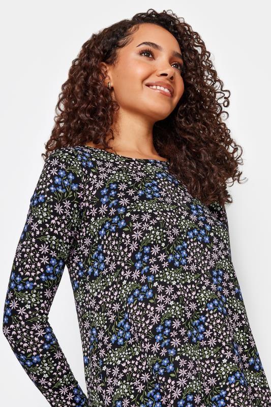 Evans M&Co Black Floral Print Long Sleeve Top