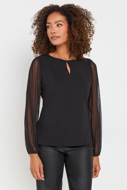 evans M&Co Black Keyhole Detail Scuba Mesh Top