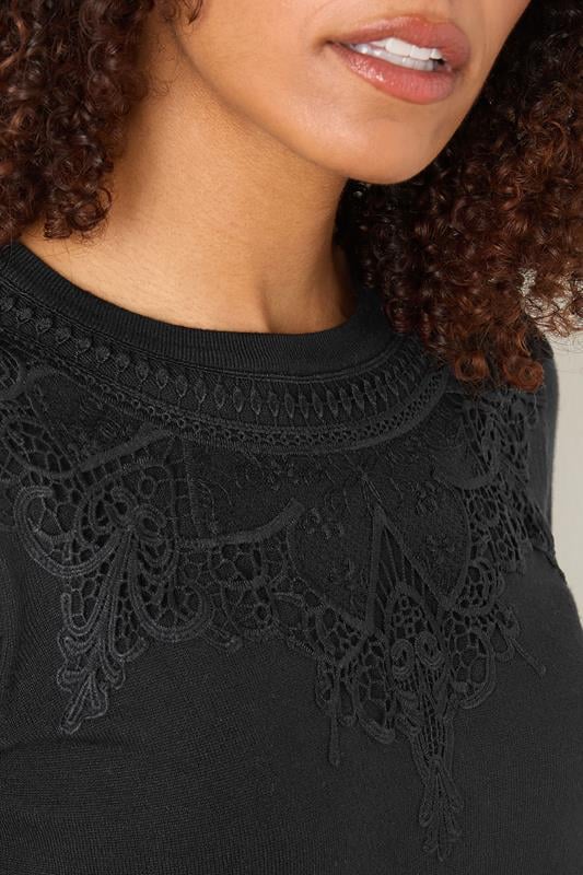 Evans M&Co Black Lace Detail Crew Neck Jumper