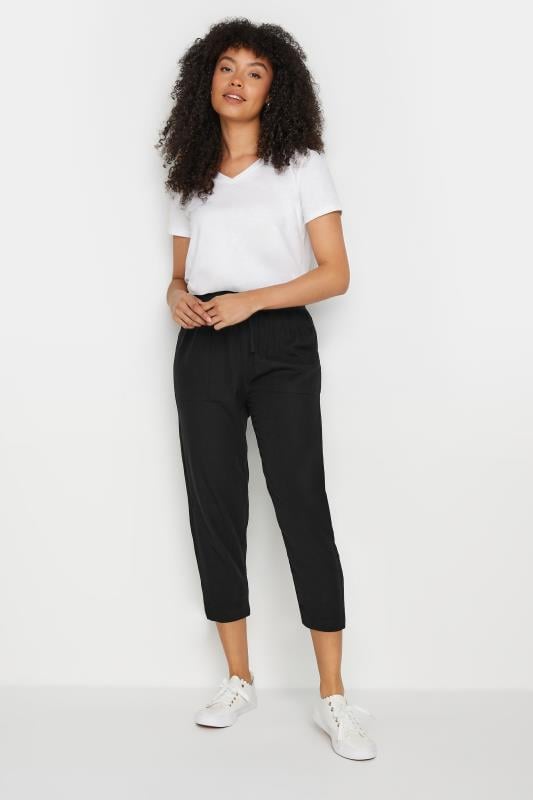 Evans M&Co Black Linen Cropped Joggers