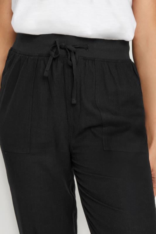 Evans M&Co Black Linen Cropped Joggers