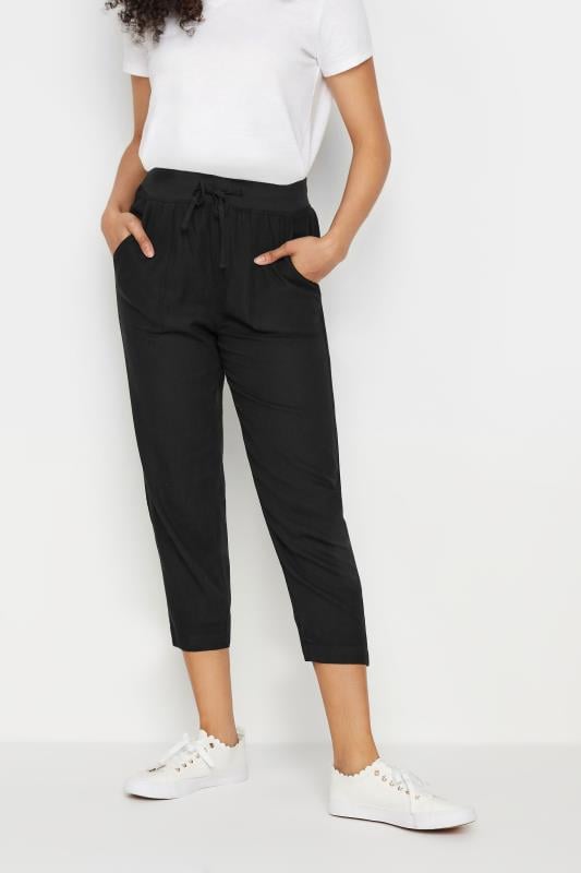 evans M&Co Black Linen Cropped Joggers