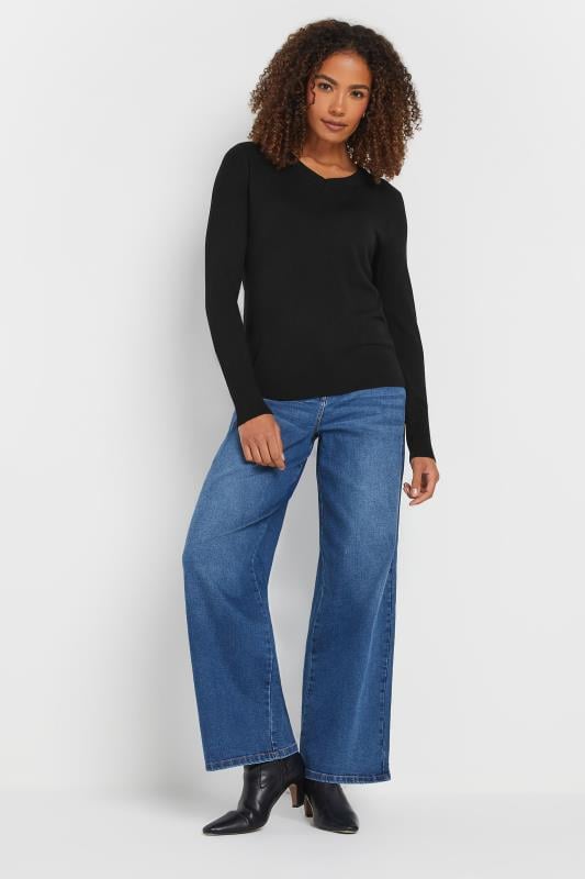 Evans M&Co Black Long Sleeve V-Neck Jumper