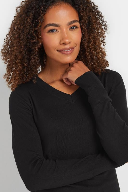 Evans M&Co Black Long Sleeve V-Neck Jumper