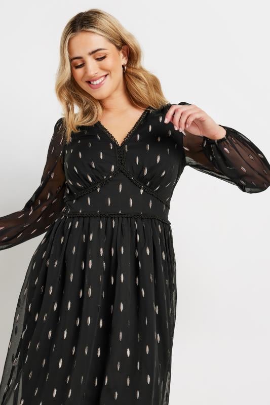 Evans M&Co Black Metallic Tiered V Neck Midi Dress