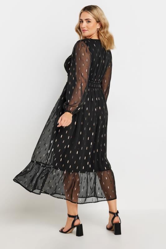 Evans M&Co Black Metallic Tiered V Neck Midi Dress