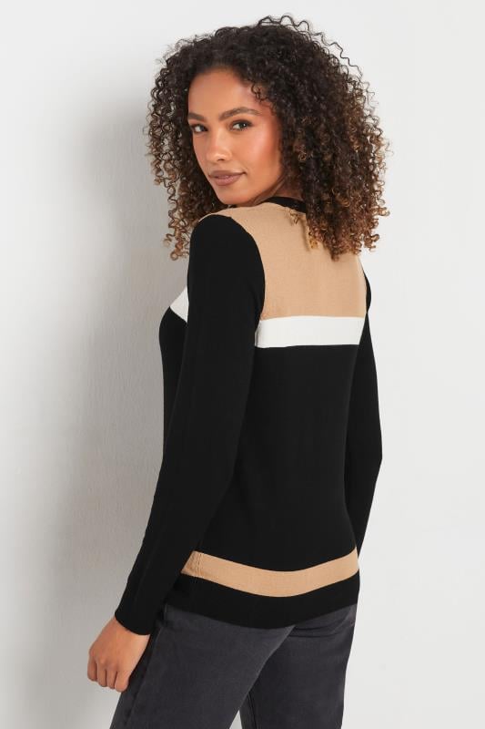Evans M&Co Black & Neutral Brown Colourblock Jumper