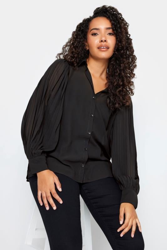 evans M&Co Black Pleat Sleeve Shirt