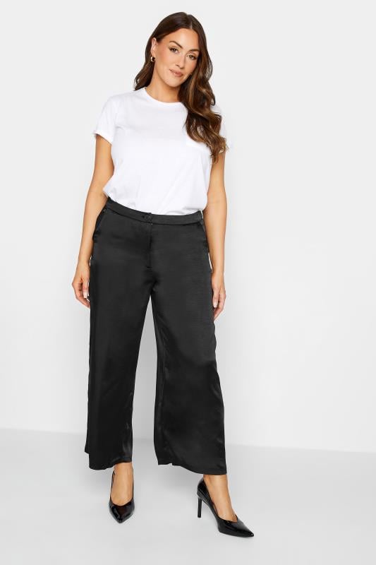 Evans M&Co Black Satin Wide Leg Trousers