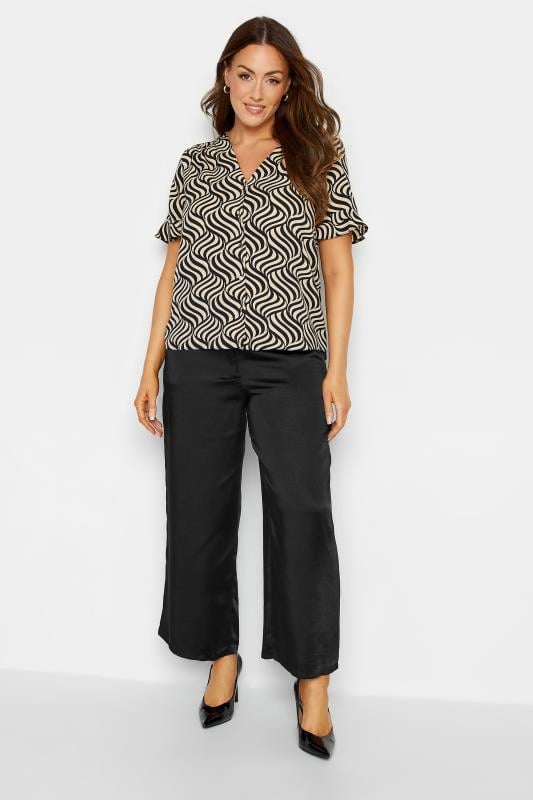 Evans M&Co Black Satin Wide Leg Trousers