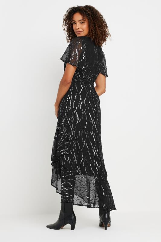 Evans M&Co Black & Silver Metallic Wrap Maxi Dress