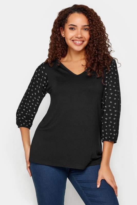 evans M&Co Black Square Print Top