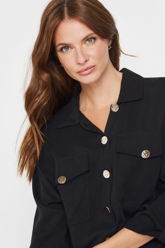 Evans M&Co Black Statement Button Cotton Shirt