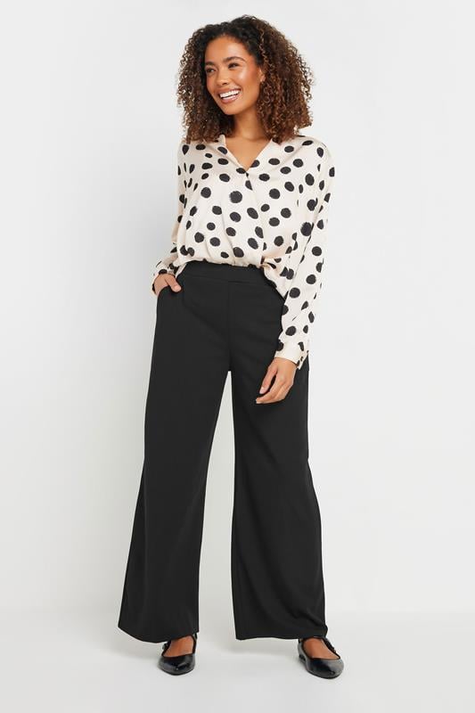 Evans M&Co Black Stretch Scuba Wide Leg Trousers