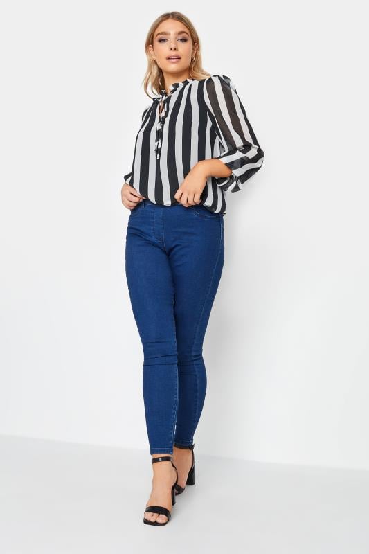 Evans M&Co Black Stripe Tie Neck Blouse