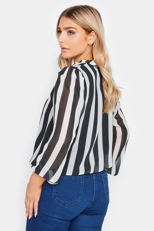 Evans M&Co Black Stripe Tie Neck Blouse