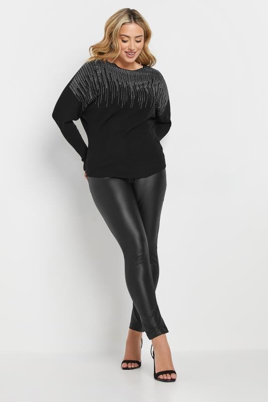 Evans M&Co Black Stud Embellished Batwing Jumper