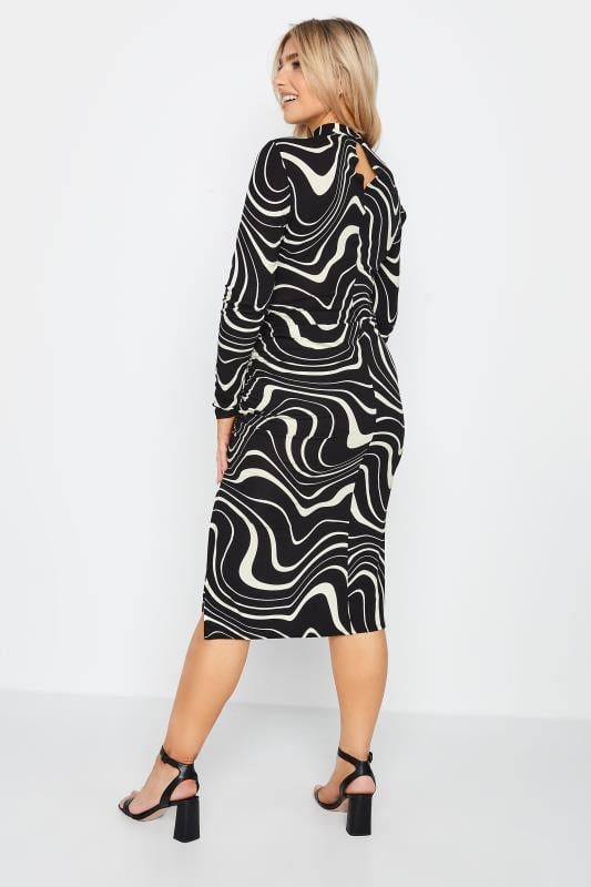 Evans M&Co Black Swirl Ruched Side Midi Dress