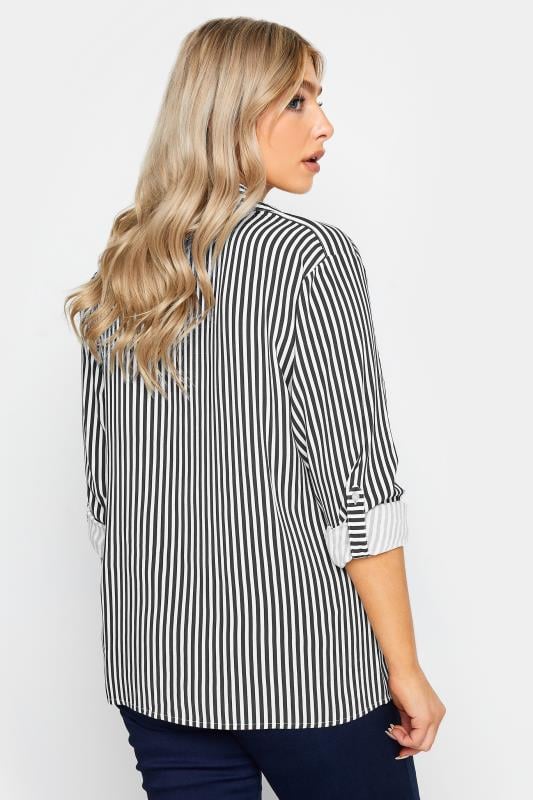 Evans M&Co Black & White Stripe Tab Sleeve Shirt