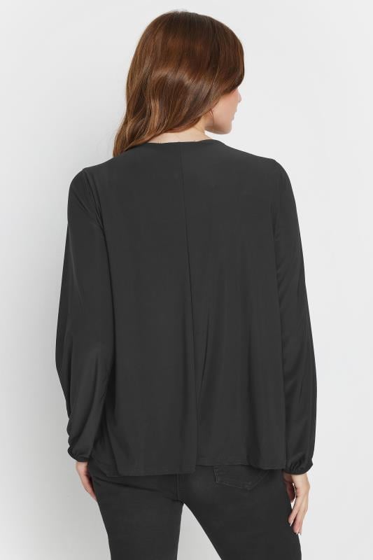 Evans M&Co Black Zip Front Bellow Sleeve Top