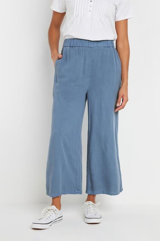 Evans M&Co Blue Acid Wash Wide Leg Culottes