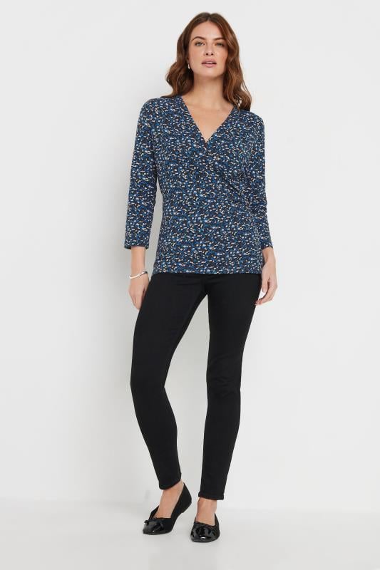 Evans M&Co Blue Animal Print Wrap Top