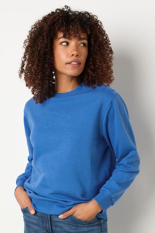 Evans M&Co Blue Button Detail Sweatshirt