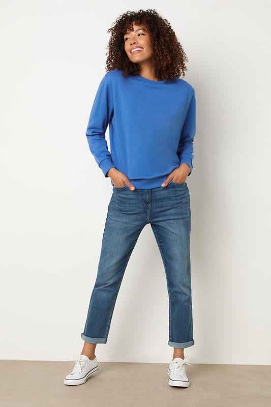 Evans M&Co Blue Button Detail Sweatshirt