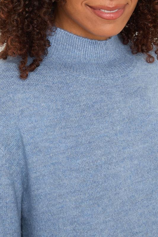 Evans M&Co Blue Funnel Neck Balloon Sleeve Jumper