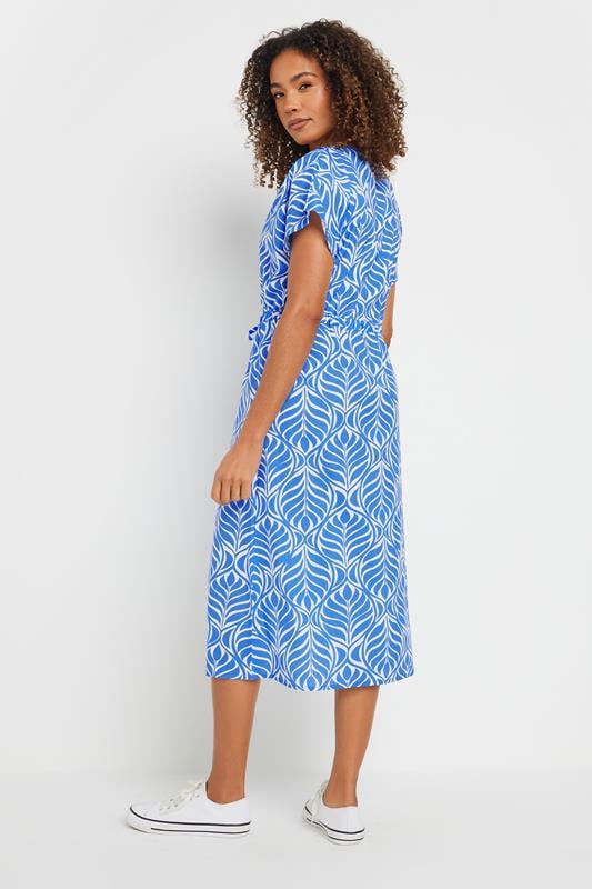 Evans M&Co Blue Leaf Print Tie Waist Dress