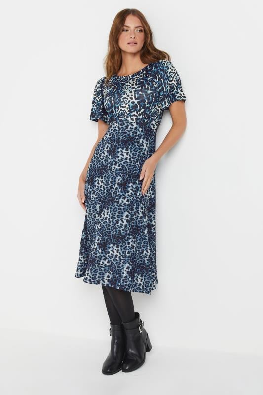 Evans M&Co Blue Leopard Print Midi Dress