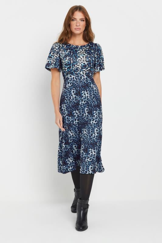 evans M&Co Blue Leopard Print Midi Dress
