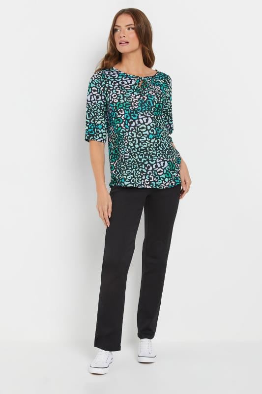 Evans M&Co Blue Leopard Print Tie Front Top