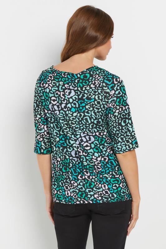 Evans M&Co Blue Leopard Print Tie Front Top