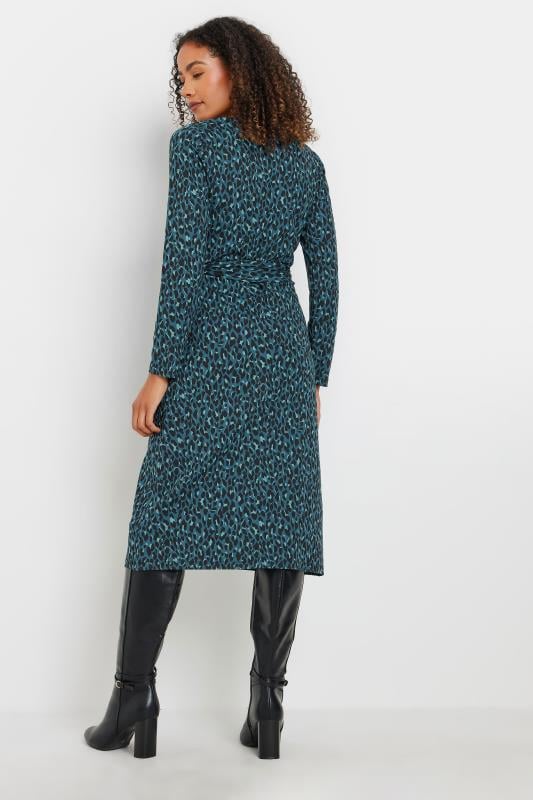 Evans M&Co Blue Leopard Print Wrap Midi Dress