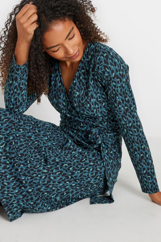 Evans M&Co Blue Leopard Print Wrap Midi Dress