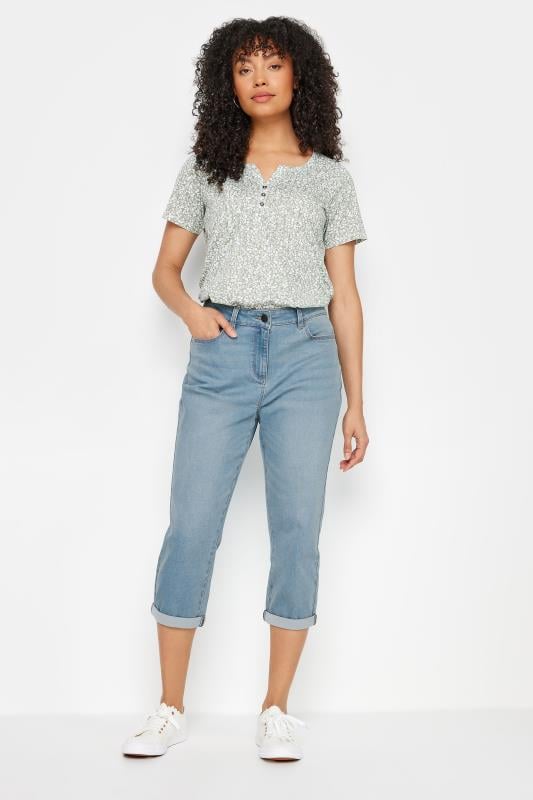 Evans M&Co Blue Light Wash Cropped Boyfriend Jeans