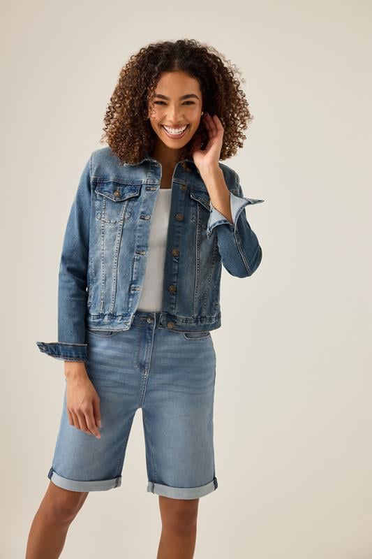 Evans M&Co Blue Mid Wash Denim Jacket