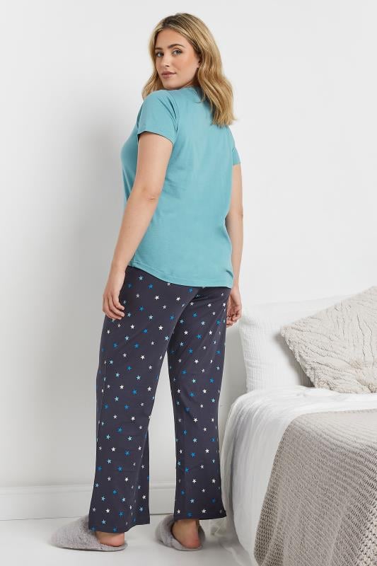 Evans M&Co Blue 'Purrfect' Wide Leg Pyjama Set