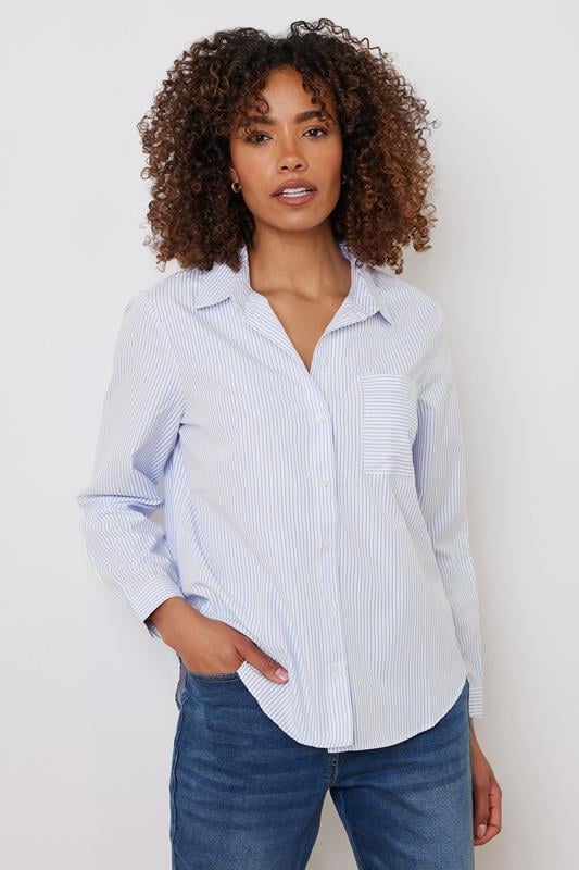 evans M&Co Blue & White Striped Shirt