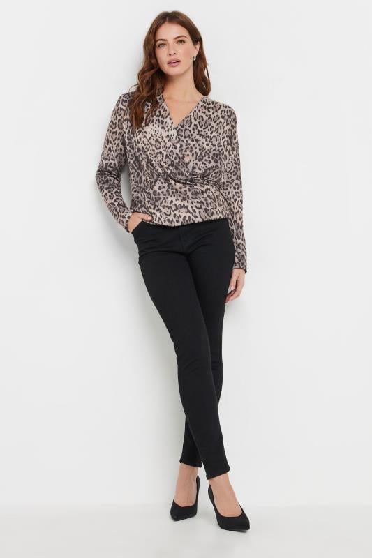 Evans M&Co Brown Leopard Print Wrap Top